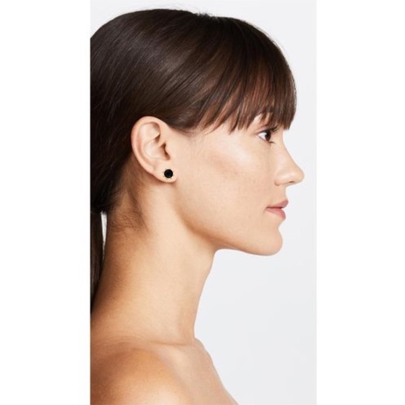 KATE SPADE • Black Flying Colors Gold Bezel Earrings - Picture 2 of 3